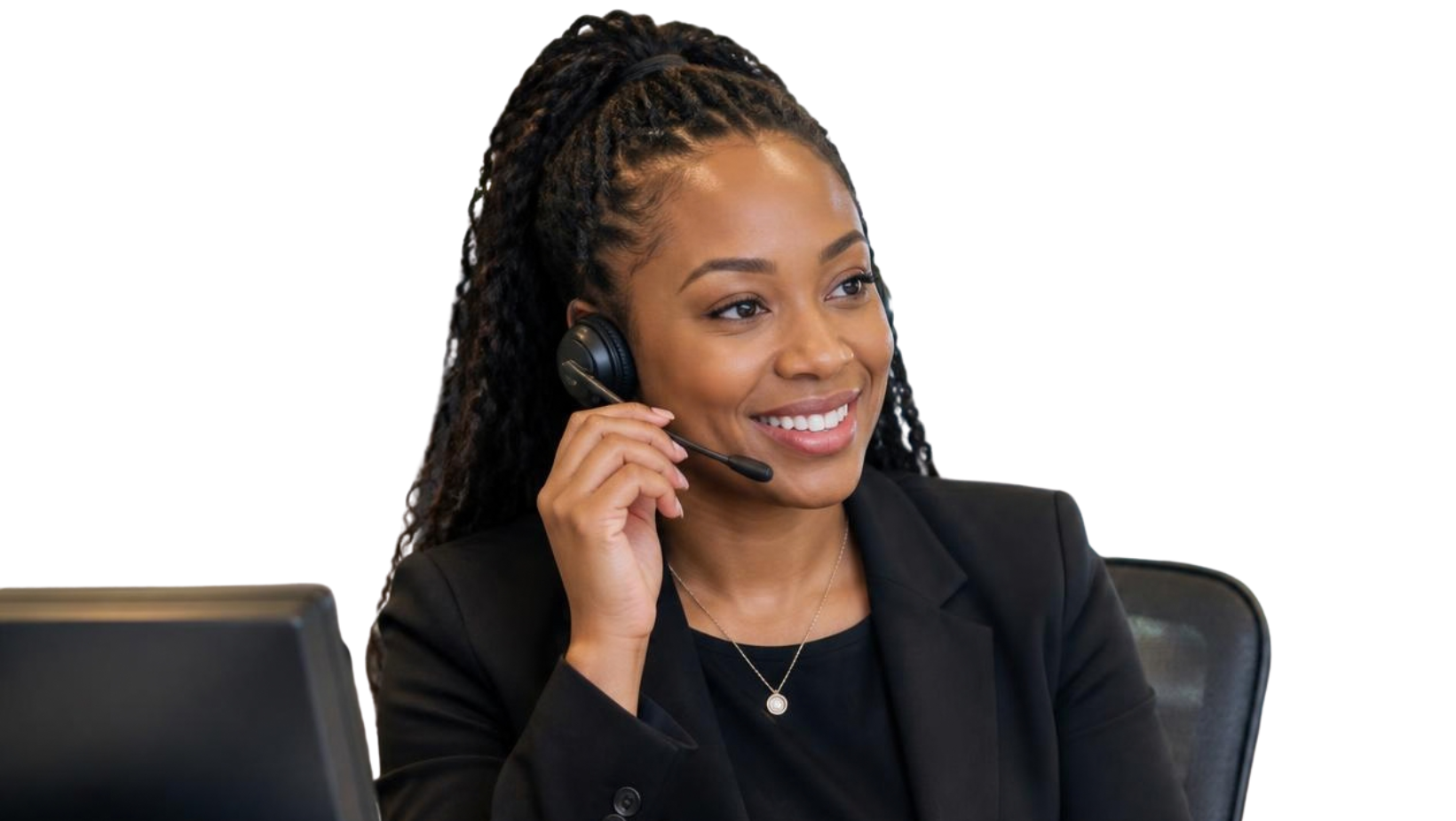 a receptionist answering a telephone