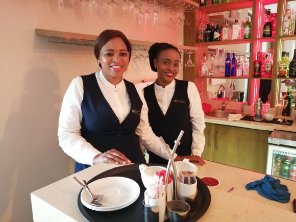 waitresses with a tray