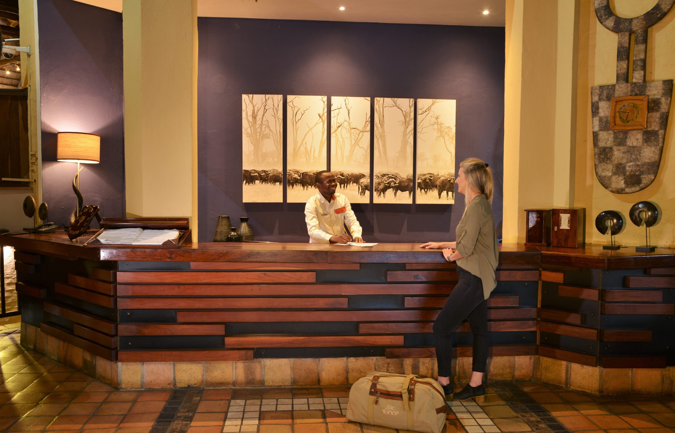 guest checking in at a lodge