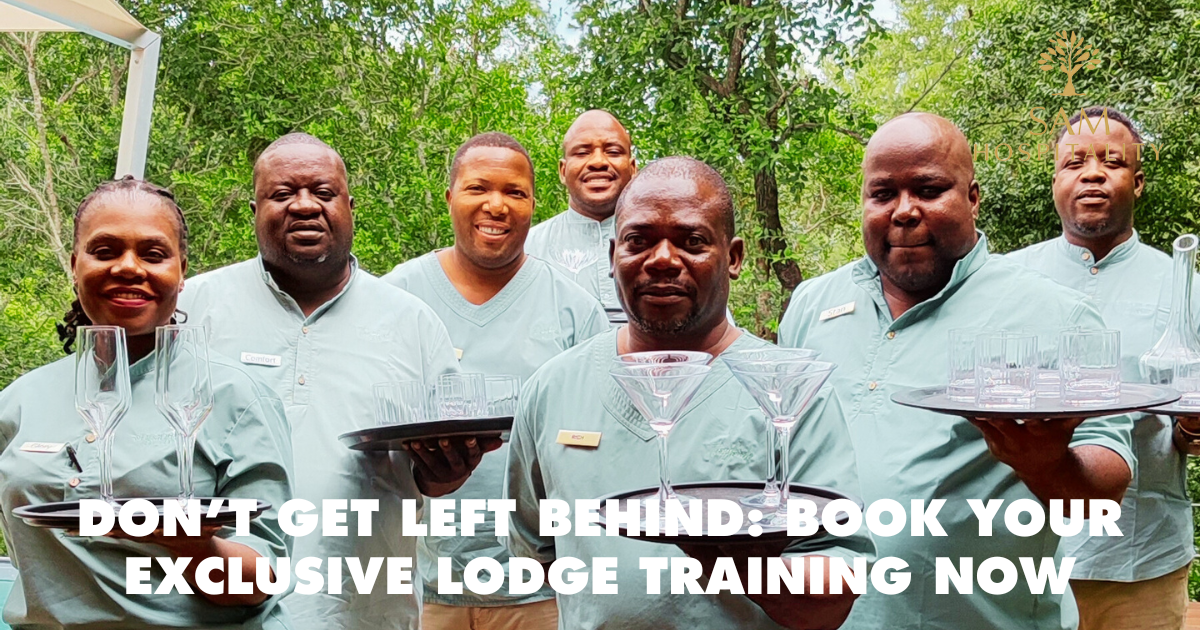 housekeeping staff member making the bed in a game lodge